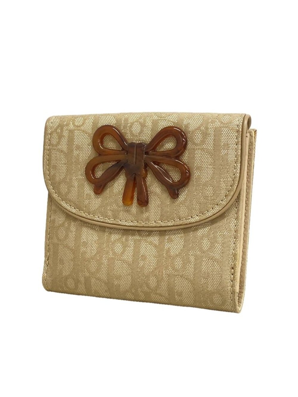 Dior Wallet Trotter Nylon Beige Silver